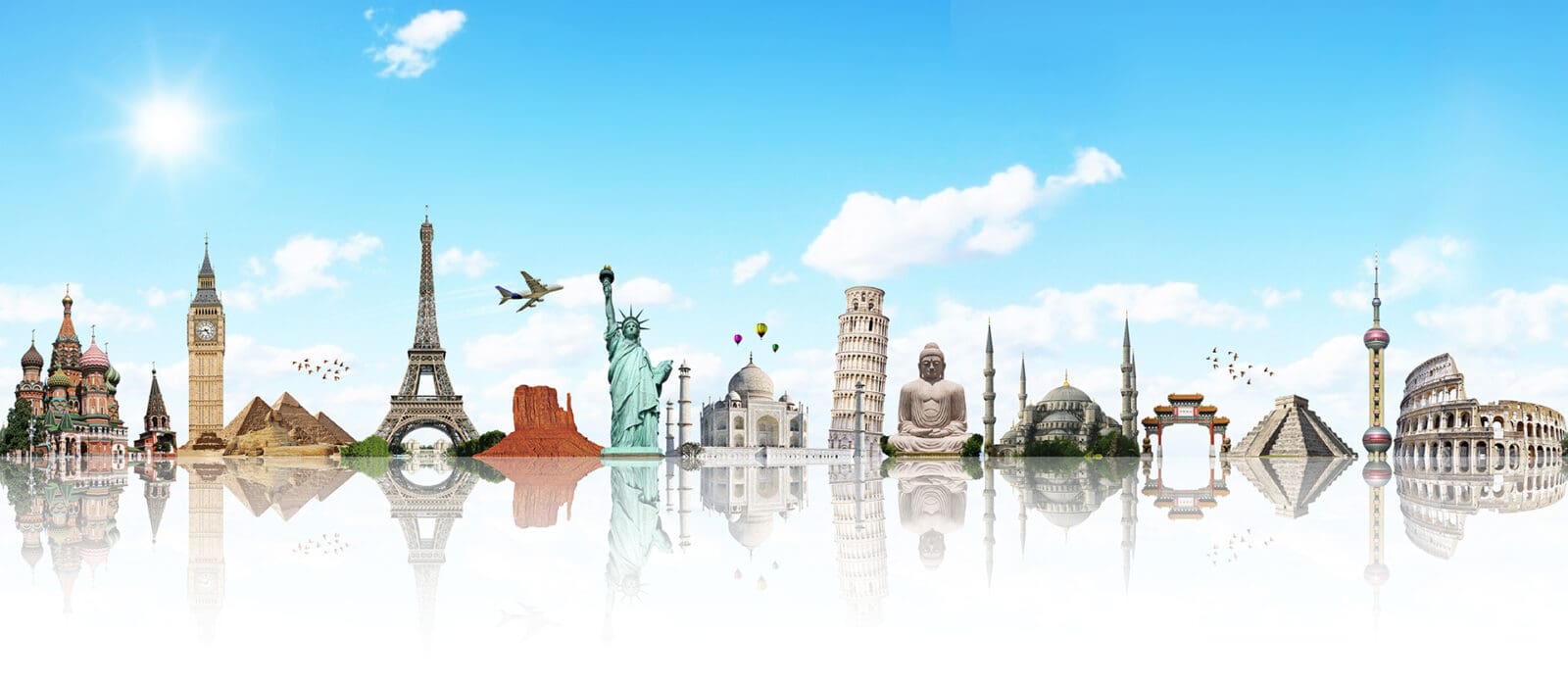 Famous monuments of the world illustrating the travel and holidays | Special Journeys | Trips for People with Disabilities