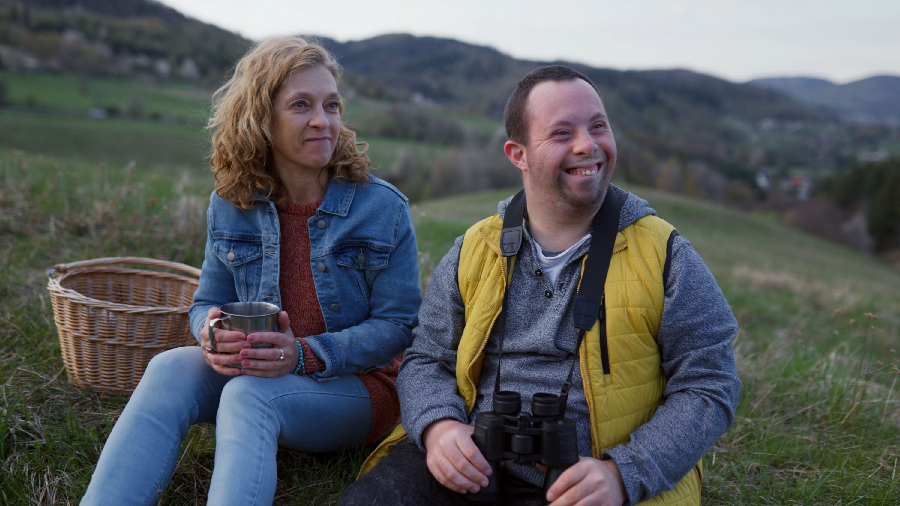 Mother with Special Needs Adult having picnic